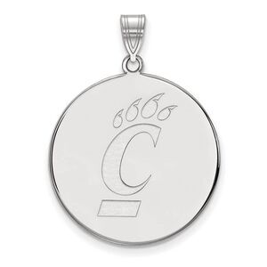 10k White Gold U of Cincinnati XL Logo Disc Pendant